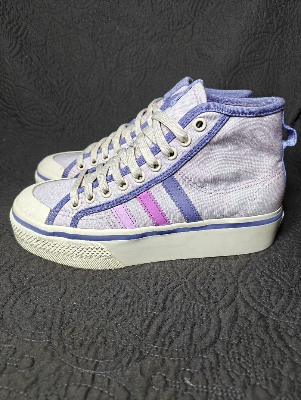 ADIDAS Originals Nizza Platform Mid Pink Lilac White Canvas Sneaker Women Size 8